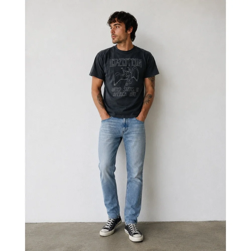 Levis 502‎ Jeans Mens W34 L29 Blue Light Wash Tapered Fit Denim Pants
